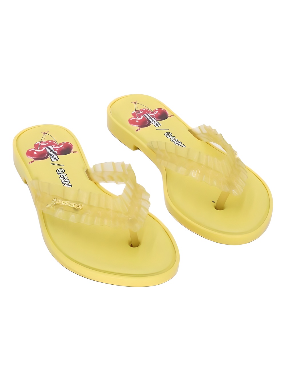 Melissa x GANNI Harmonic Ruffle Jelly Flip Flops Yellow Size 7M